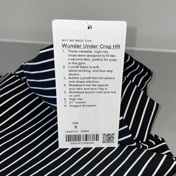Lululemon Wunder Under Crop (HR) *Luxtreme 21" Parallel Stripe Bl/Wh NWTags - Picture 5 of 9
